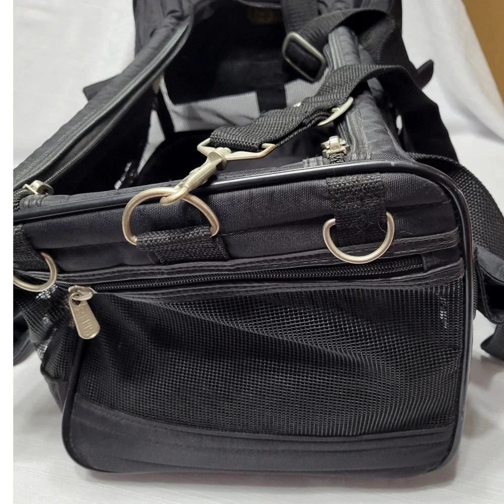 Pet Carrier Sherpa Ultimate On-the-Go Rolling Black Mesh Quilted Small Dog Cat